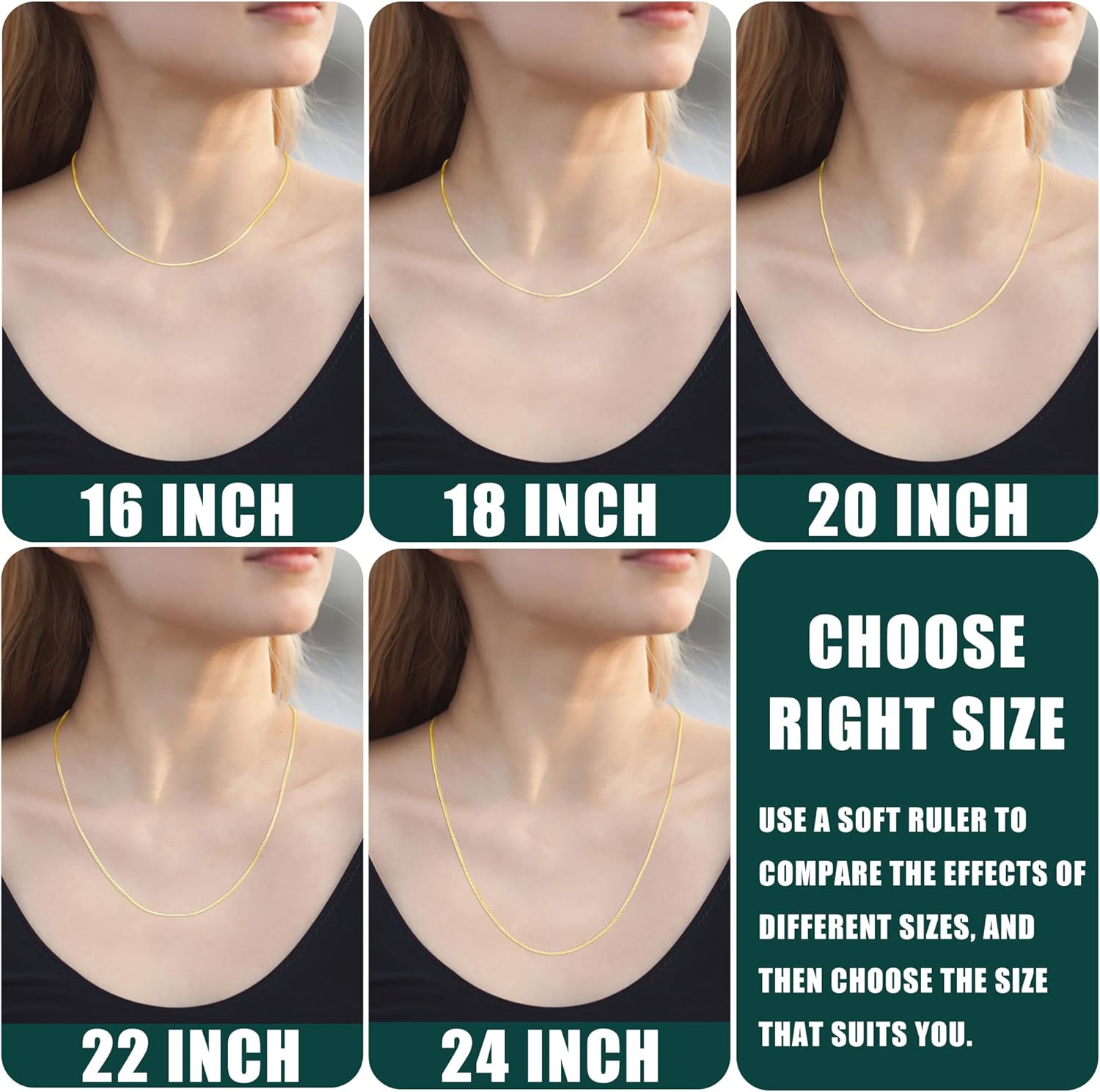 Fiusem 1.2mm Box Chain Necklace for Women, 16"-24" 18K Gold and Silver Plated Necklace Chain for Women, Thin Stainless Steel Chain Womens Chain 16, 18, 20, 22, 24 Inch - Image 6