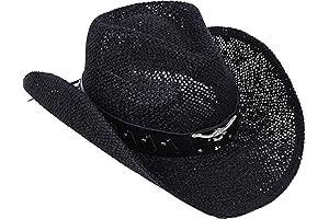 Men's and Women's Woven Straw Cowboy Hat with Hat Band