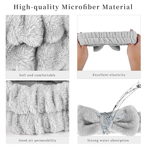 Miniatura 3 de SLNZAPTY Juego de 12 pulseras para el rostro para mujeres y niñas, de microfibra suave, para spa, para maquillaje, cuidado de la piel, para el baño,