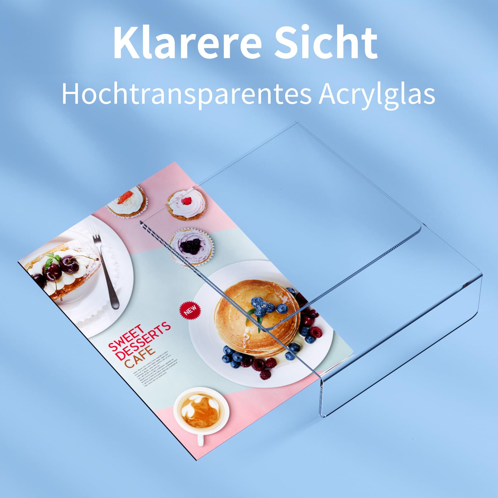 AITEE A5 Acryl Tischaufsteller Schräg: 6 Stück Transparent Aufsteller Plexiglas Werbeaufsteller L-ständer für Büro, Restaurant, Geschäft, Hotel, Werbeaktionen, Theke