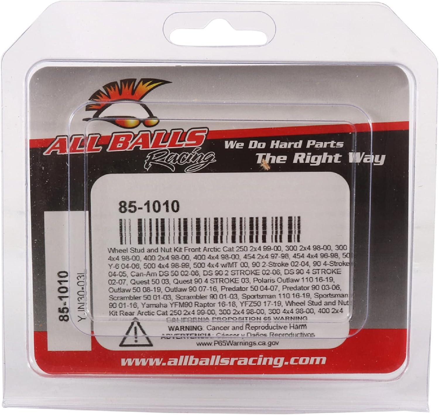 All Balls Racing 85-1010 Wheel Stud and Nut Kit Compatible with/Replacement for Arctic Cat Bearcat 454 4x4, Bearcat 454 4x4 1996-1998, Bearcat 454 2x4, Bearcat 454 2x4 1997-1998, 500 4x4 1998-1999