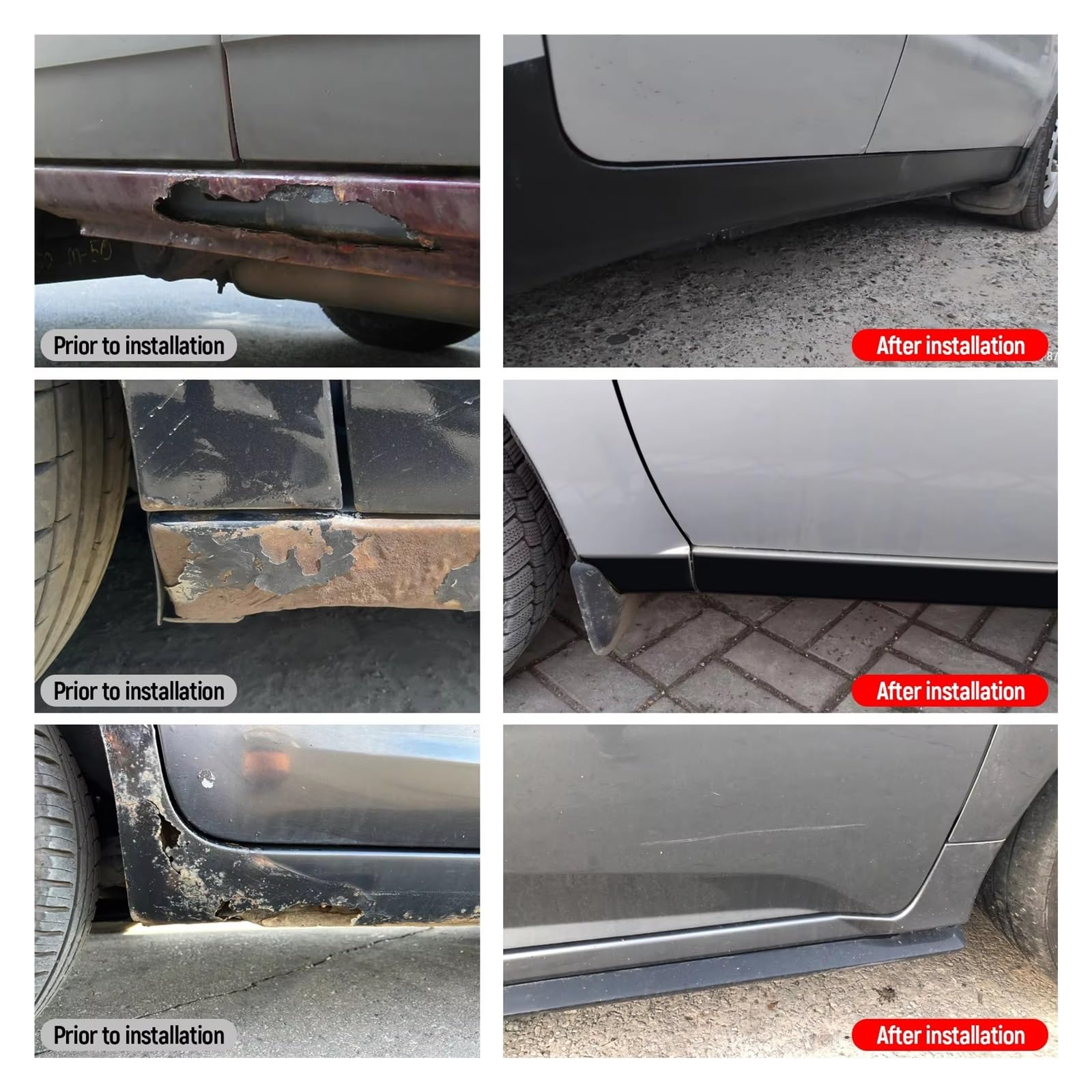 Jupes Latérales Protection De Bas Caisse Universels en Caoutchouc Noir Anti-Rayures pour Voitures Camions Et SUV 4 Portes - Style