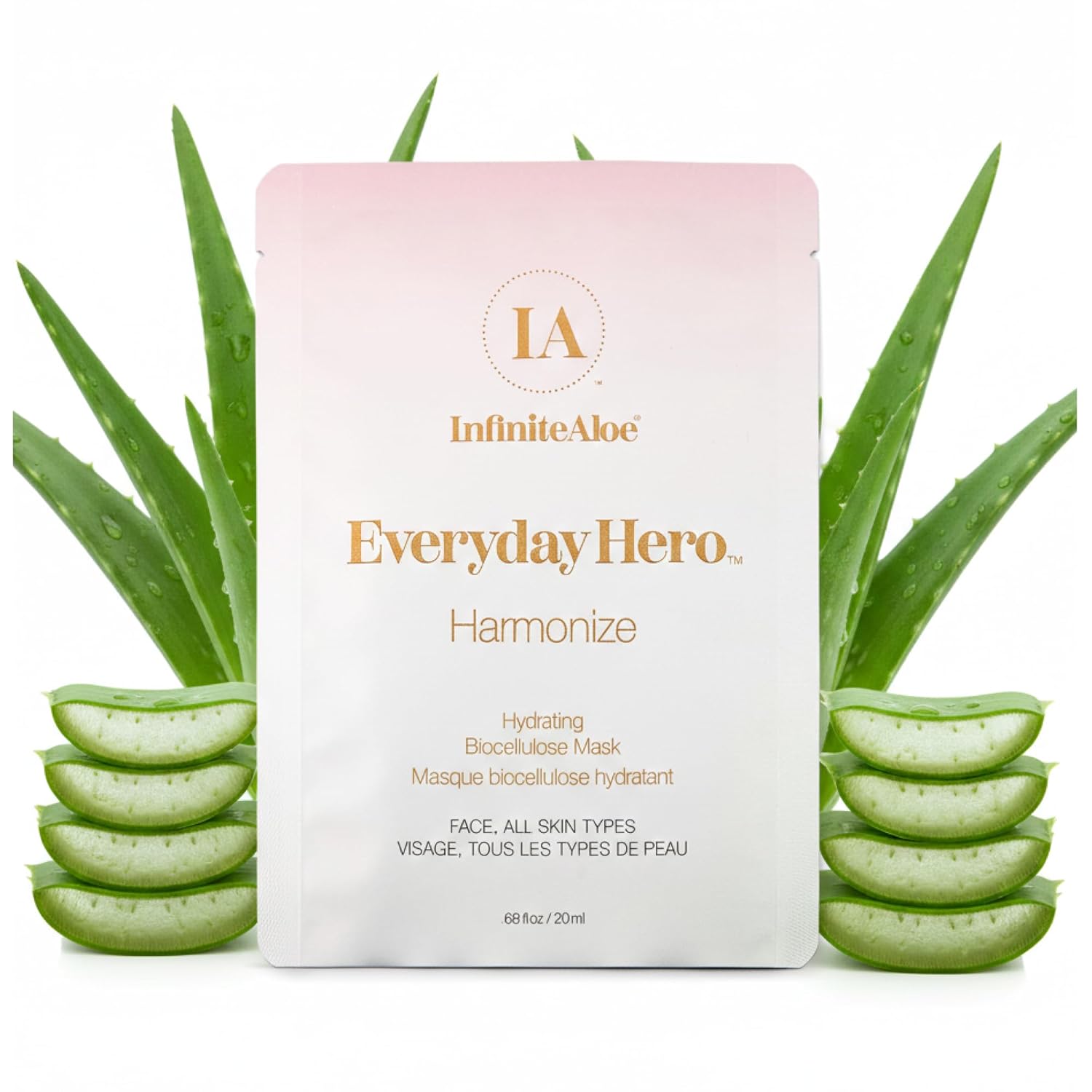 InfiniteAloe Biocellulose Fiber Face Mask, réparneu Revive Anti Aging Face Mask