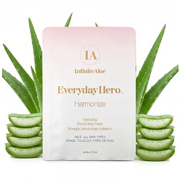 InfiniteAloe Biocellulose Fiber Face Mask, Everyday Hero Harmonize Hydrating Face Mask
