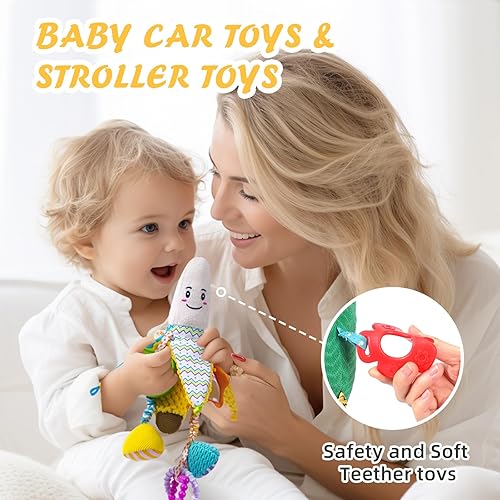 Miniatura 3 de Jollybaby Juguetes de sonajero para cochecito para asiento de automóvil, felpa de frutas, colgante para cuna, cama de cuna infantil, campana de