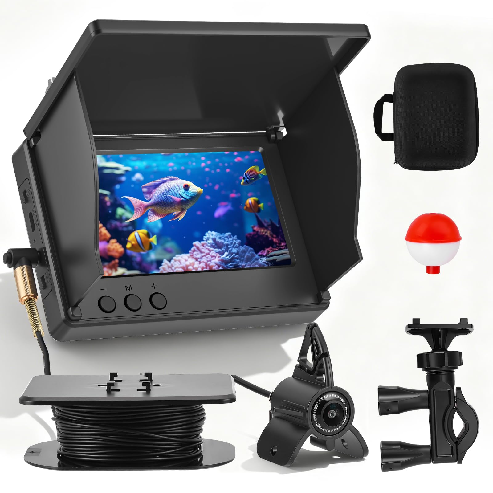 Ecoscandaglio da Pesca, con Telecamera Subacquea, Display IPS 4.3 Pollici, Cavo 30m, Visione Notturna Infrarossi Grandangolo 220°, Impermeabile IP65, per Pesca in Mare, Fiume, Lago e su Ghiaccio
