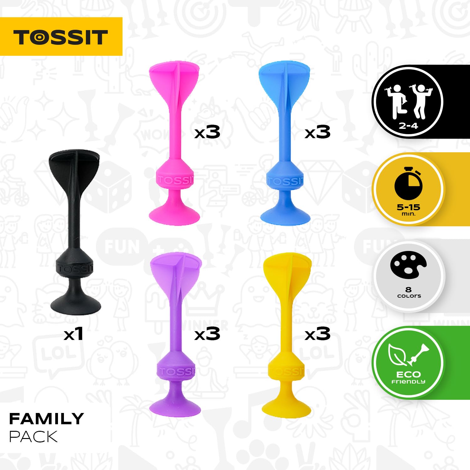 TOSSIT Suction Cup Darts, Toss Game Perfect Family and Party, Silicone Throwing Game for Backyard Indoor and Outdoor Fun - Image 2