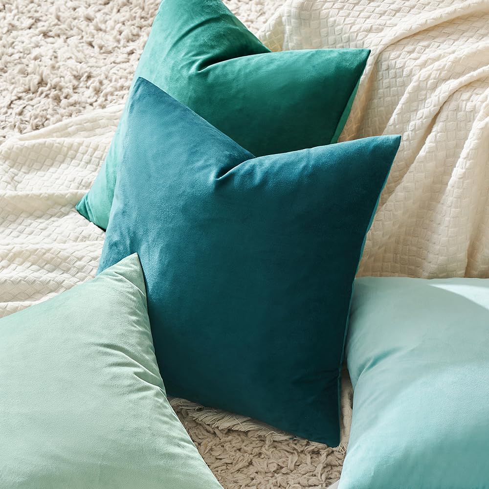 MIULEE Federe Cuscini per Camera da Letto Copricuscini in Velluto per Letto Matrimoniale Decorativi Federa per Salotto Soggiorno Elegante e Moderni Fodere Arredo 2 Pezzi 40X40 CM Blu Lago