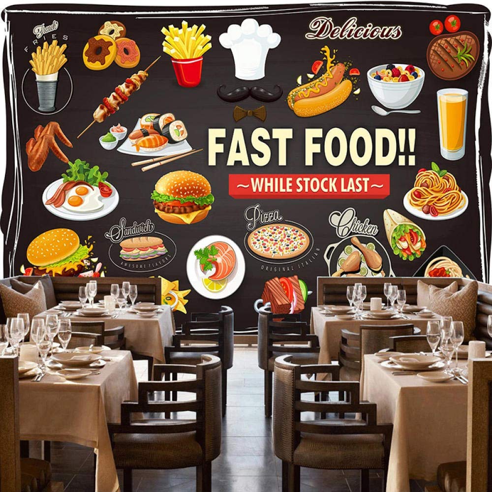 Papier peint Papier Peint Rouleau 3D Fast Food Restaurant Burger Pizzeria Décoratif Murale Étanche Toile Peinture Mur