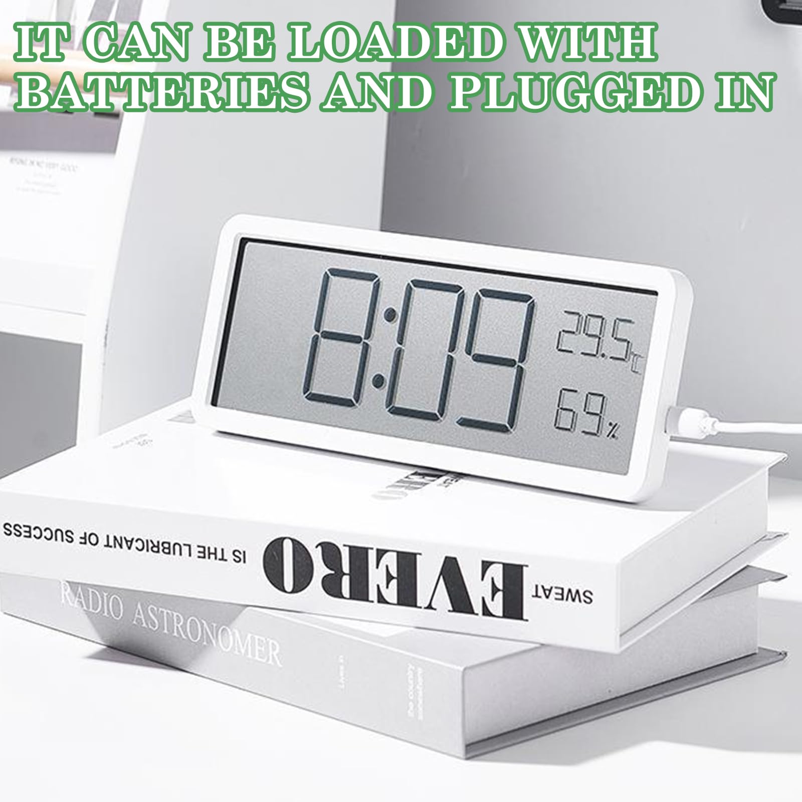 Horloge Numérique BORDEAG avec Température et Humidité, Date, pour Salon Chambre Bureau