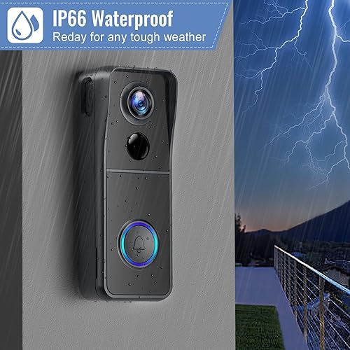 Miniatura 4 de Cámara de video para puertas WiFi cámara de puerta inalámbrica XTU con timbre 1080P HD audio bidireccional detección de movimiento IP65 resistente