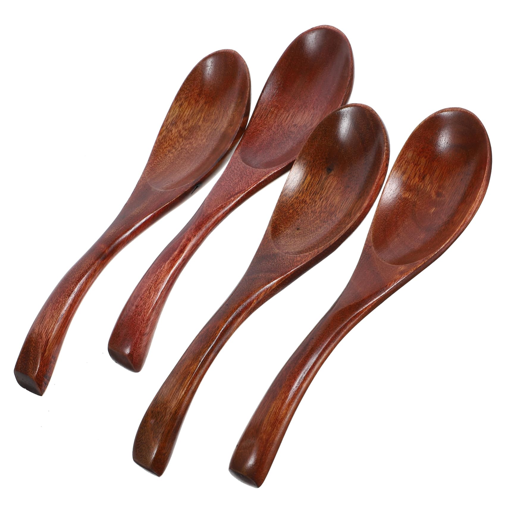 OFFSCH 4pcs Nanmu Wooden Spoons Reusable Soup and Salad Stirring Utensils Dessert Mixing Spoon Kitchen and Dining Elegant and Multipurpose Wooden Cutlery