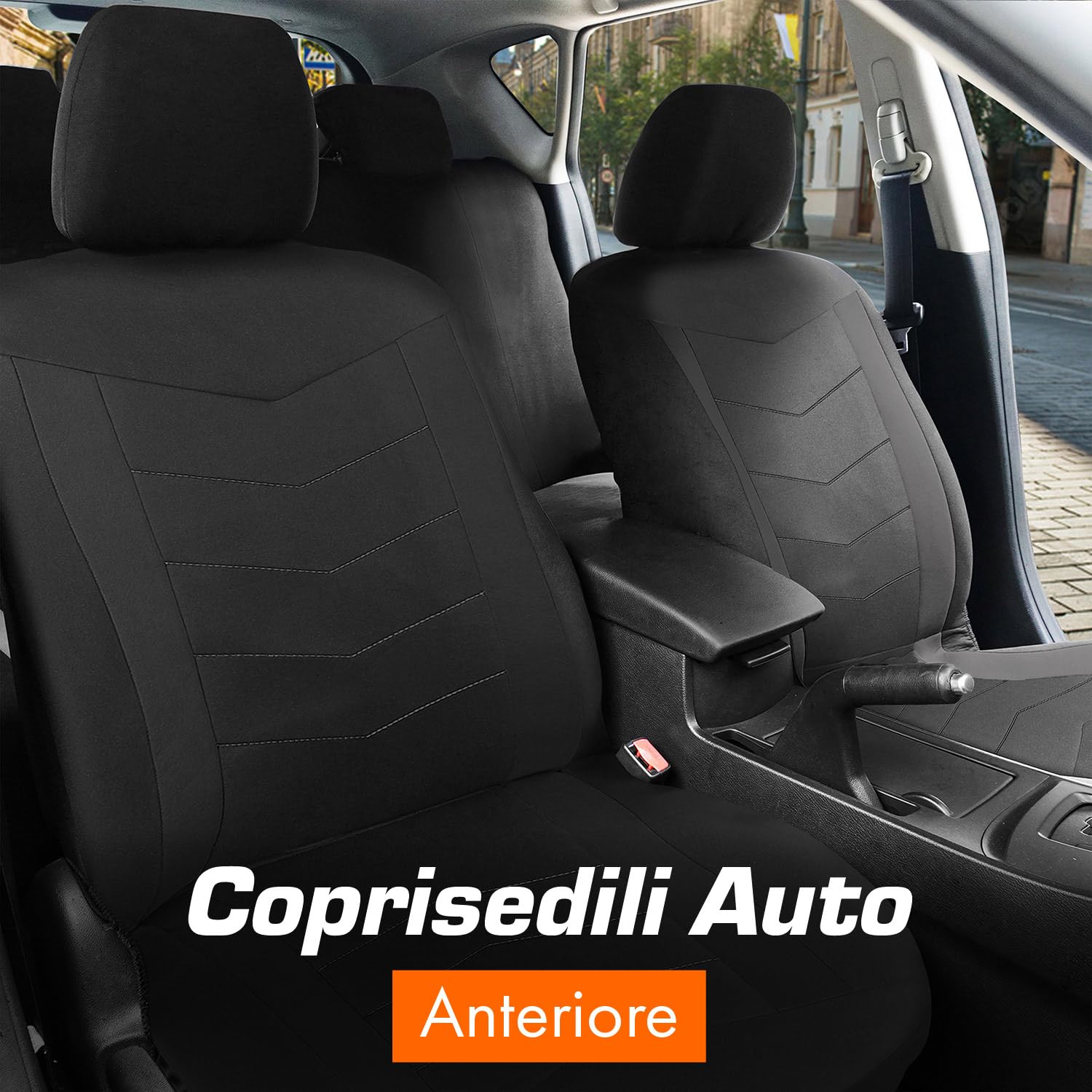 Upgrade4cars Coprisedili Auto Anteriore Universali Nero | Set Copri-Sedile Universale per Guidatore e Passeggero