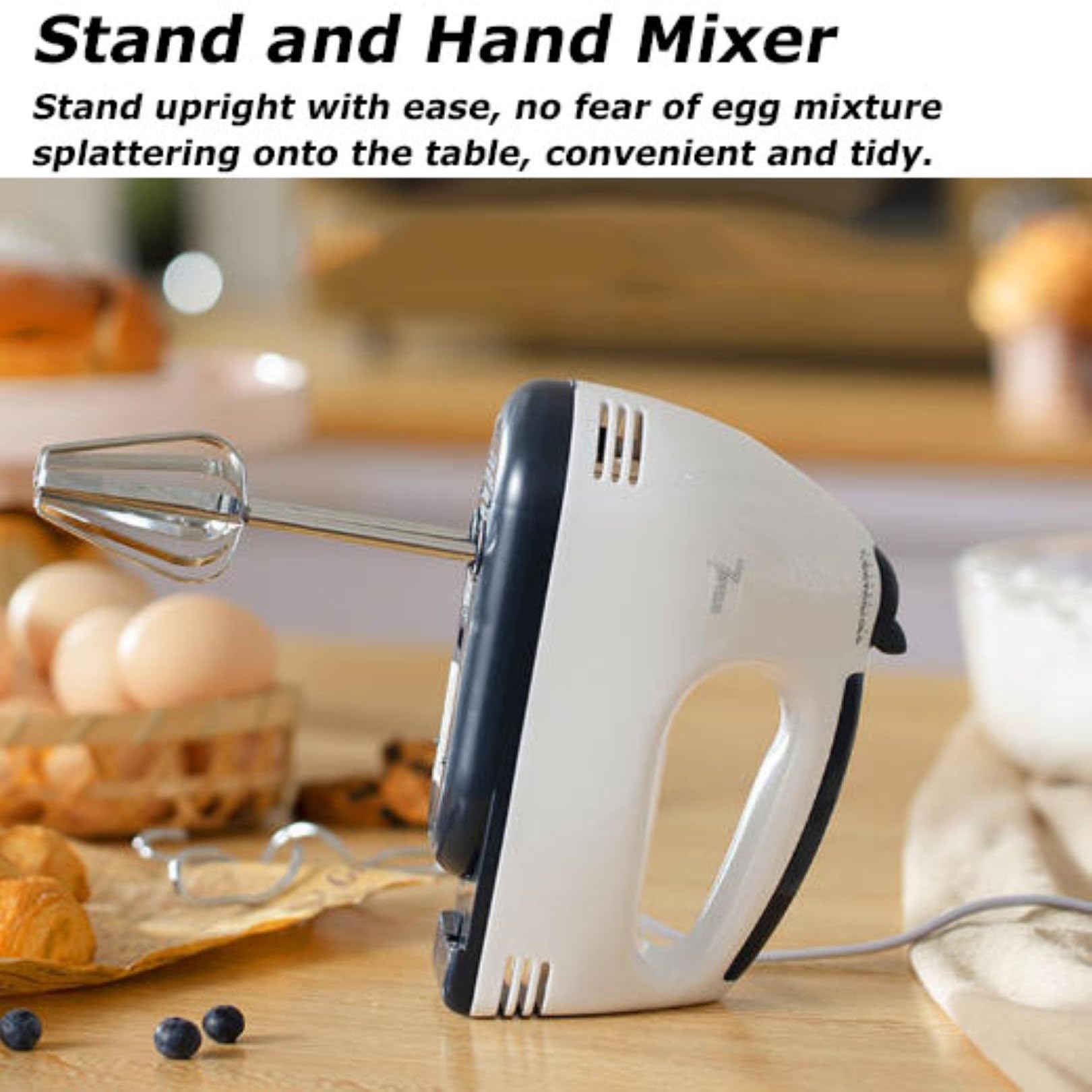 Miksery stojakowe, wielofunkcyjny blender do żywności 2L Stainless Steel Mixing Bowl 7-Speed, stojak kuchenny i mikser ręczny z hakiem do ciasta, bicz do pieczenia, ciasta, ugniatania