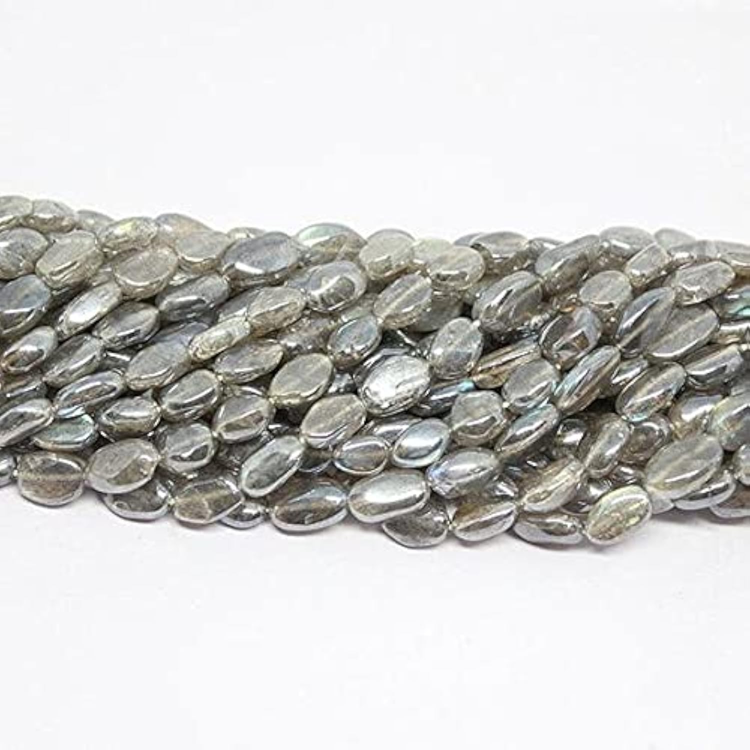 Perles labradorite mystic fire smooth oval loose craft beads strand 13" 7-8mm