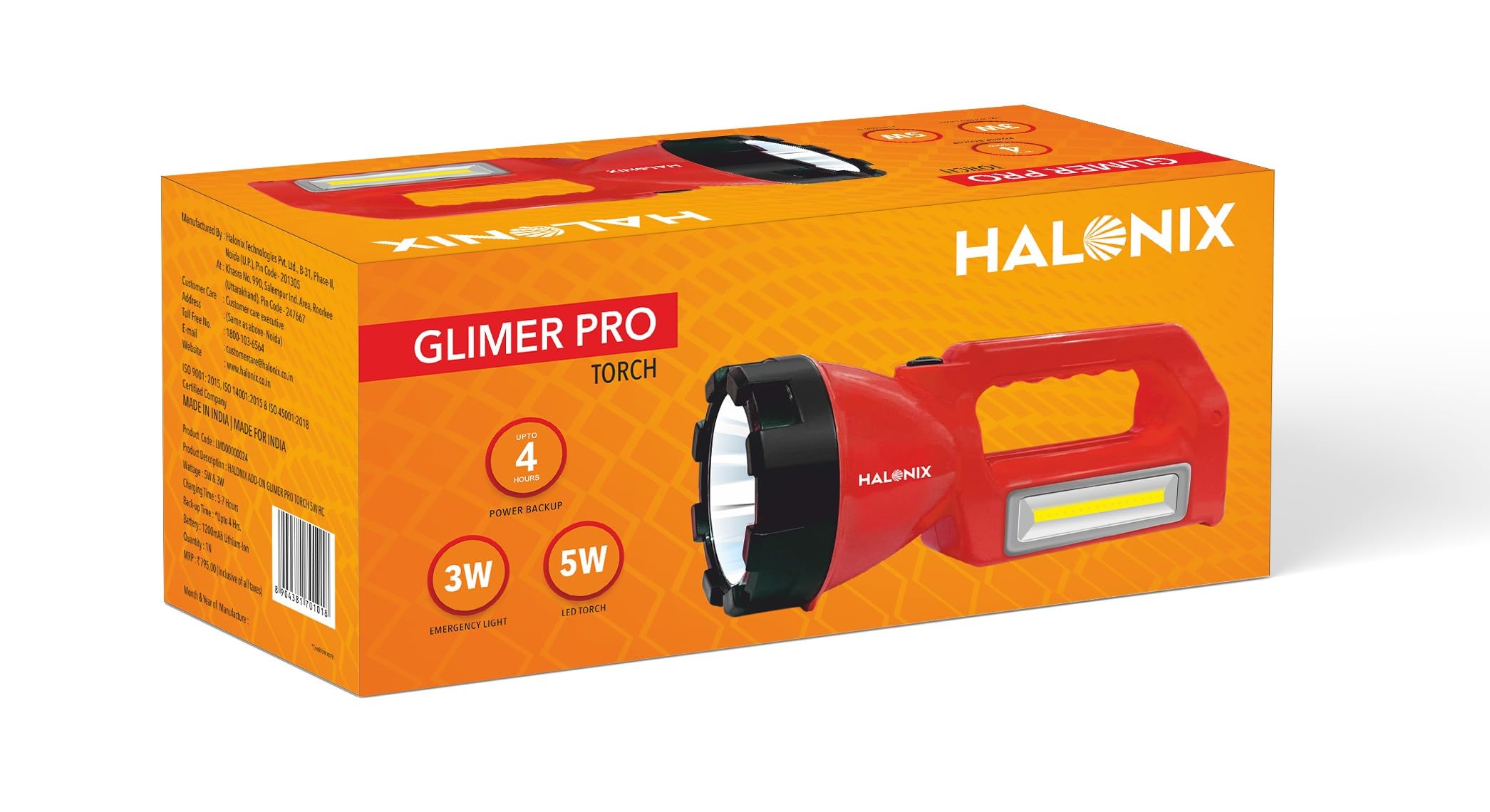 Halonix Glimer Rechargeable Emergency led Torch with USB Charging (B09GVZZM53) Amazon Price History, Amazon Price Tracker