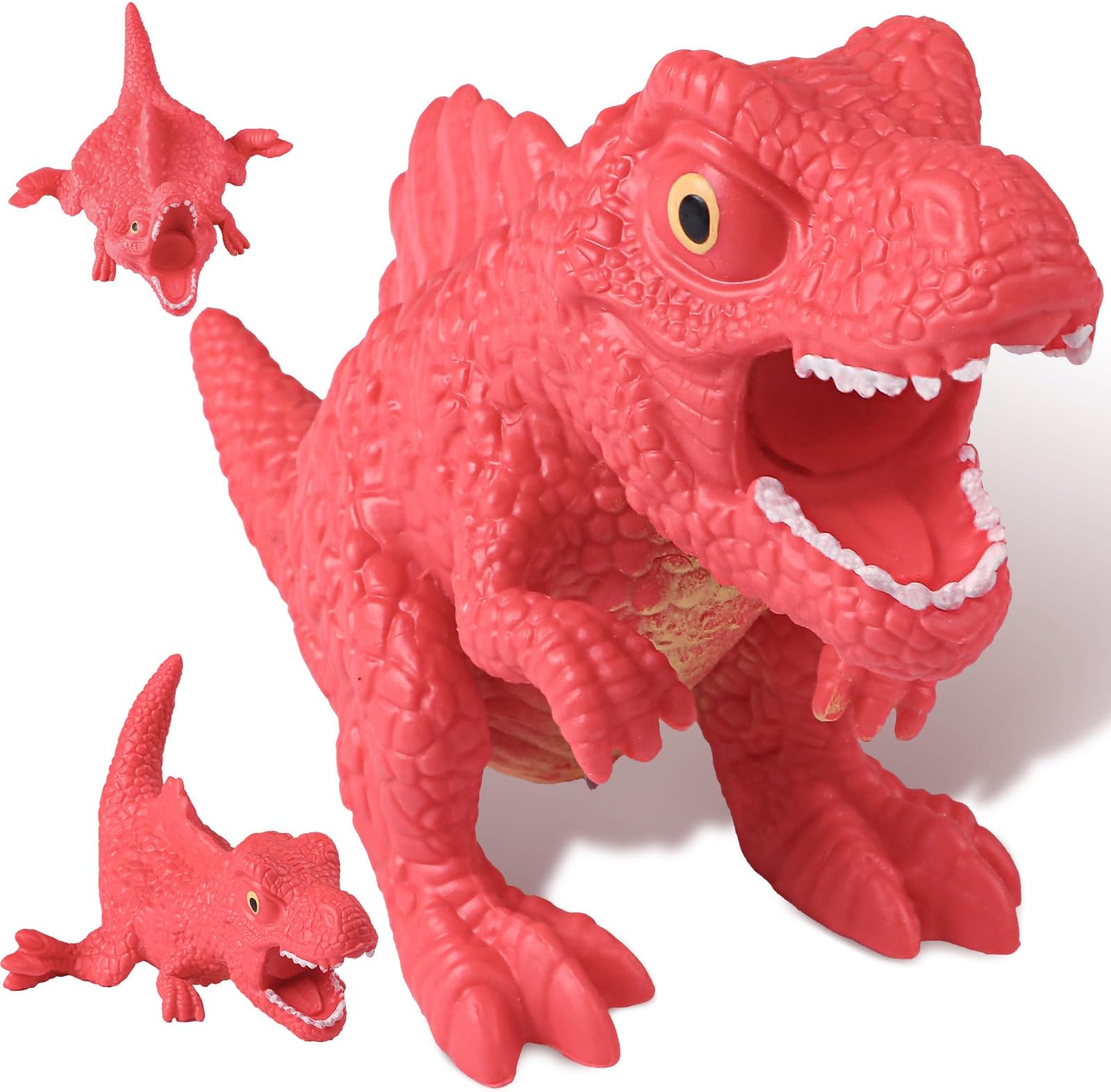 Dinosaur Stress Balls for Adults (Red), Dinosaur Spinosaurus Squishy Toys for Kids, Dinosaur Squishy Fidget Toys, Dinosaur Sand Filled Stretchy Stress Relief Squeeze Toy, Kids Party Favors