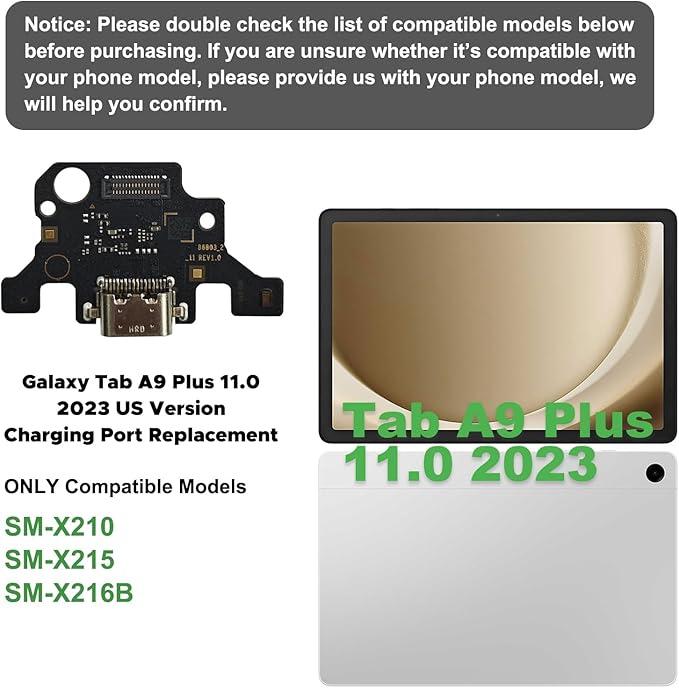 Kit de reemplazo de puerto de carga para Galaxy Tab A9 Plus 11.0 2023 miniatura 2