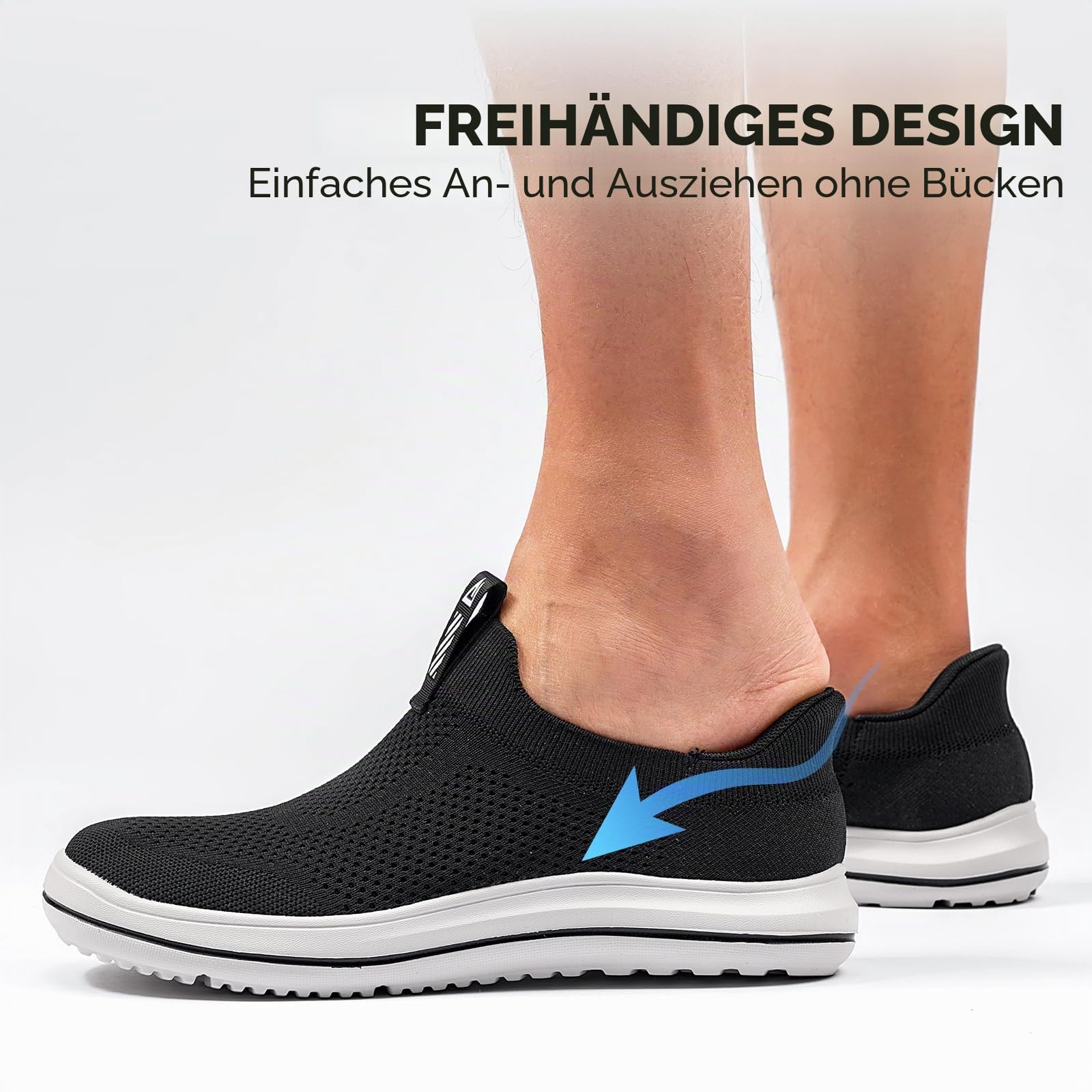 MrToNo Slip On Sneaker Herren Ohne Schnürsenkel Schuhe Hand-Free Laufschuhe Leichtgewichts Atmungsaktiv Outdoor Sportschuhe Freizeit Straßenlaufschuhe