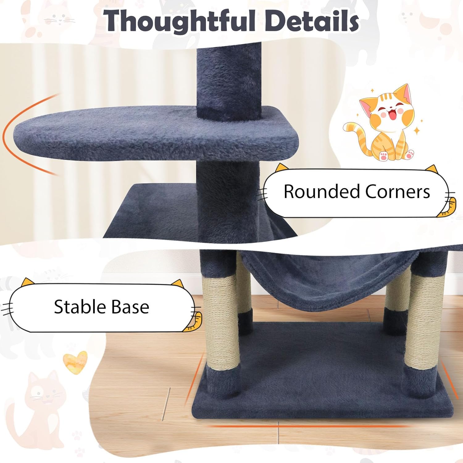 Tangkula 58 Inch Cat Tree Tower, Multi-Level Cat Tower with Sisal Scratching Posts, Padded Top Perch, Condo & Hammock, 3 Hanging Balls, Jumping Platforms for Indoor Cats (Gray)