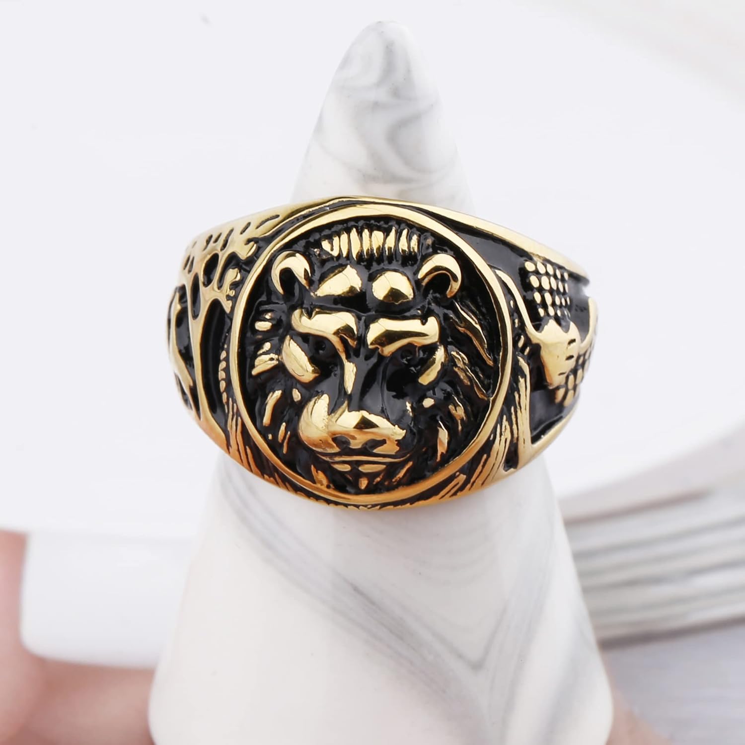 Lion Head Rings Lion Totem Rings Rock Punk Style Gothic Biker Ring Viking Animal Jewelry Gift for Men Boys Hip Hop Rings - Image 3