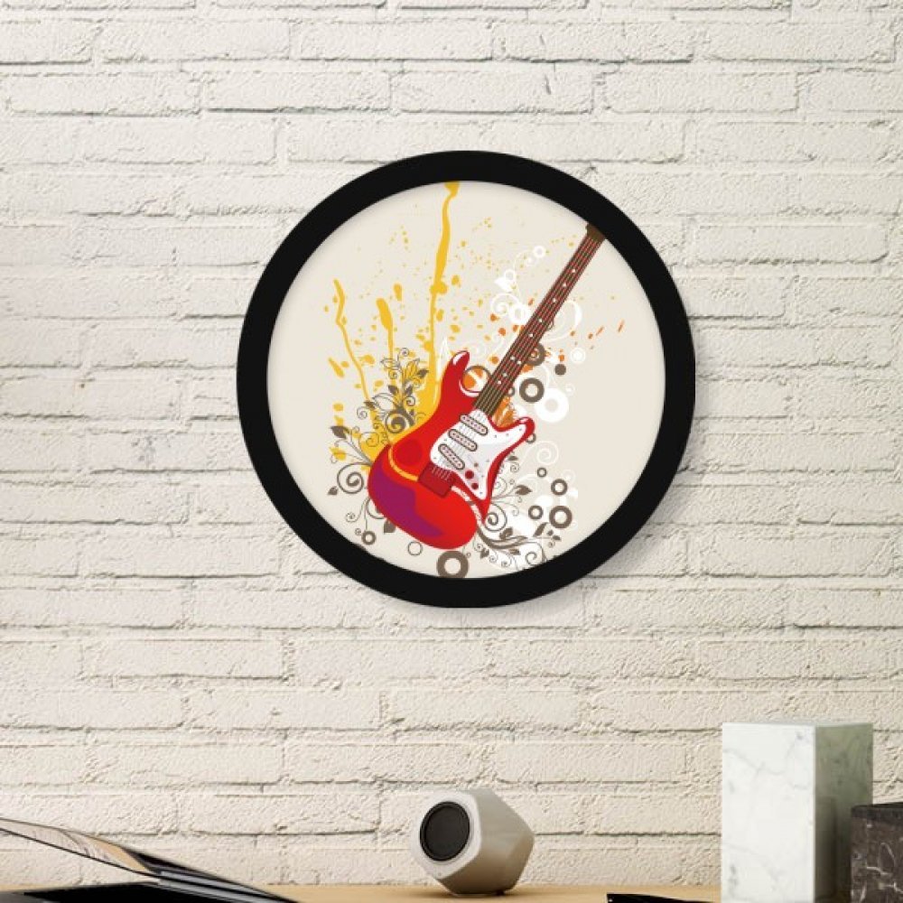 Cuadro de guitarra eléctrica de jazz redondo negro pequeño para decorar paredes DIYthinker