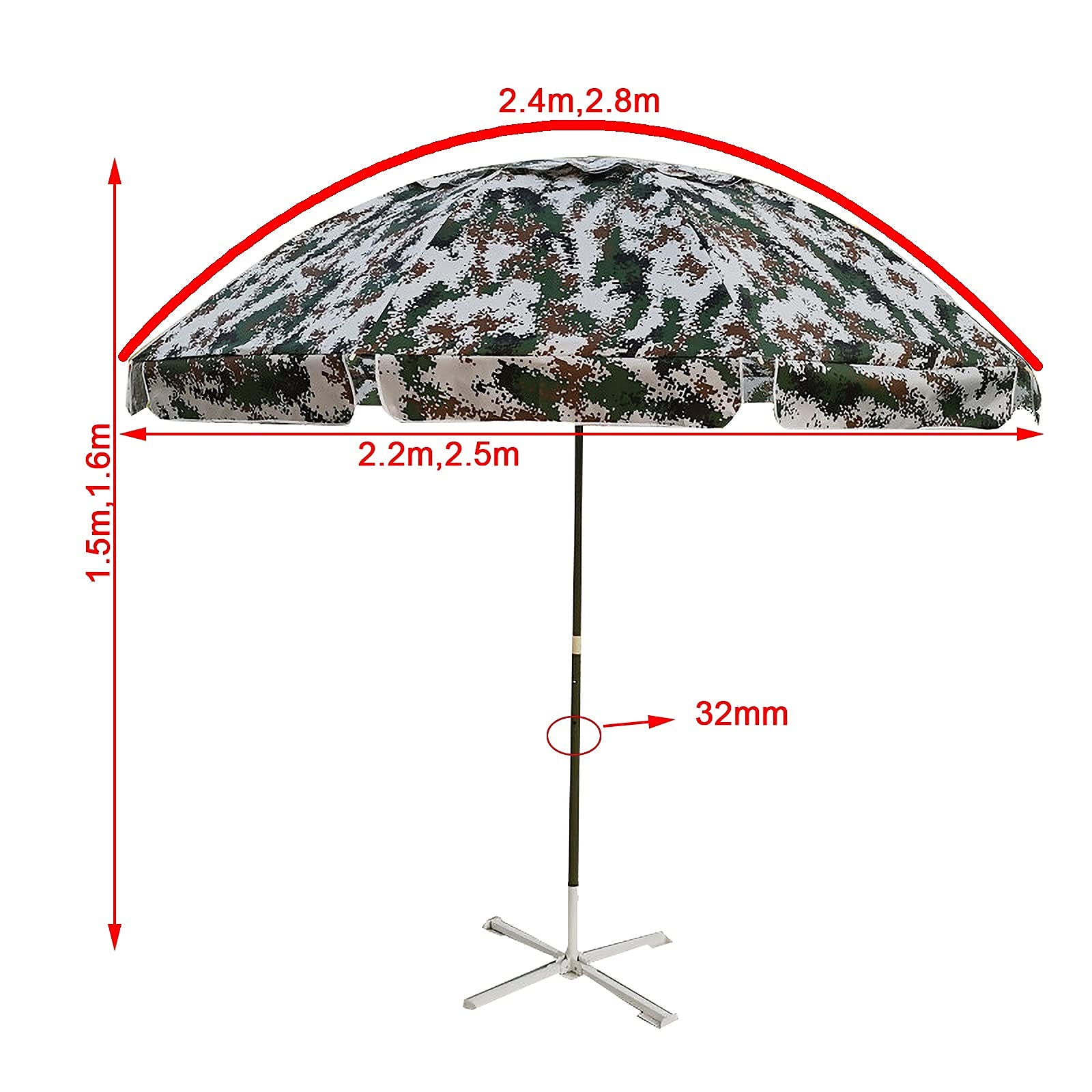 Parasol kamuflażowy, odporny na deszcz i słońce parasol zewnętrzny, okrągłe parasole z regulacją wysokości, do ogrodu, na stoisko, na obóz szkoleniowy, z podstawą dobra
