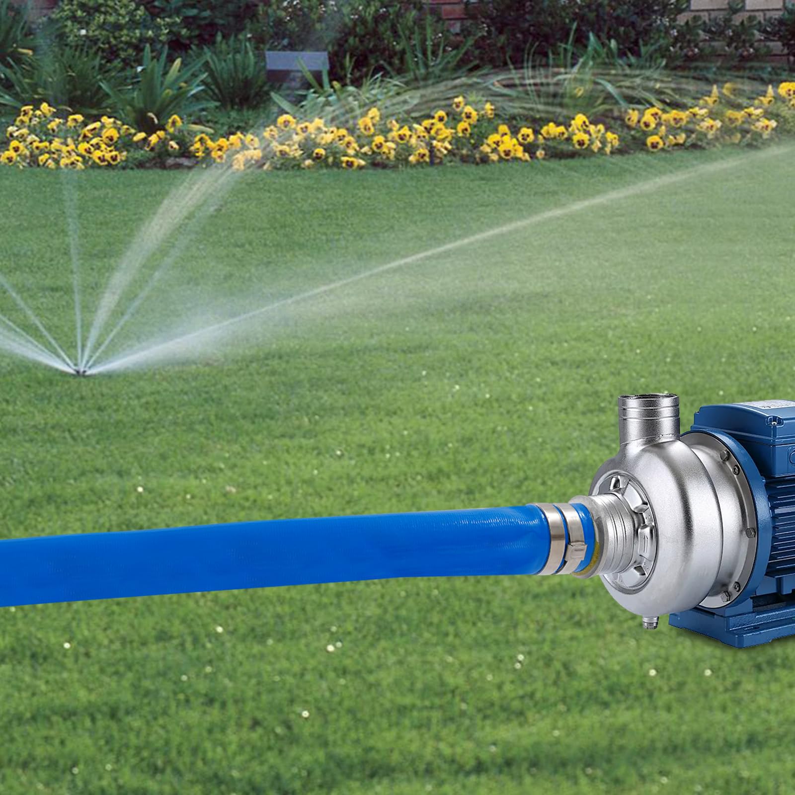 Tuyau D'Évacuation Eau 30M 2 Pouces Tuyau Drainage Piscine Polyester PVC Bleu, Refoulement Irrigation, Pour Agriculture Aménagement Jardin Drainage Pelouse Cour