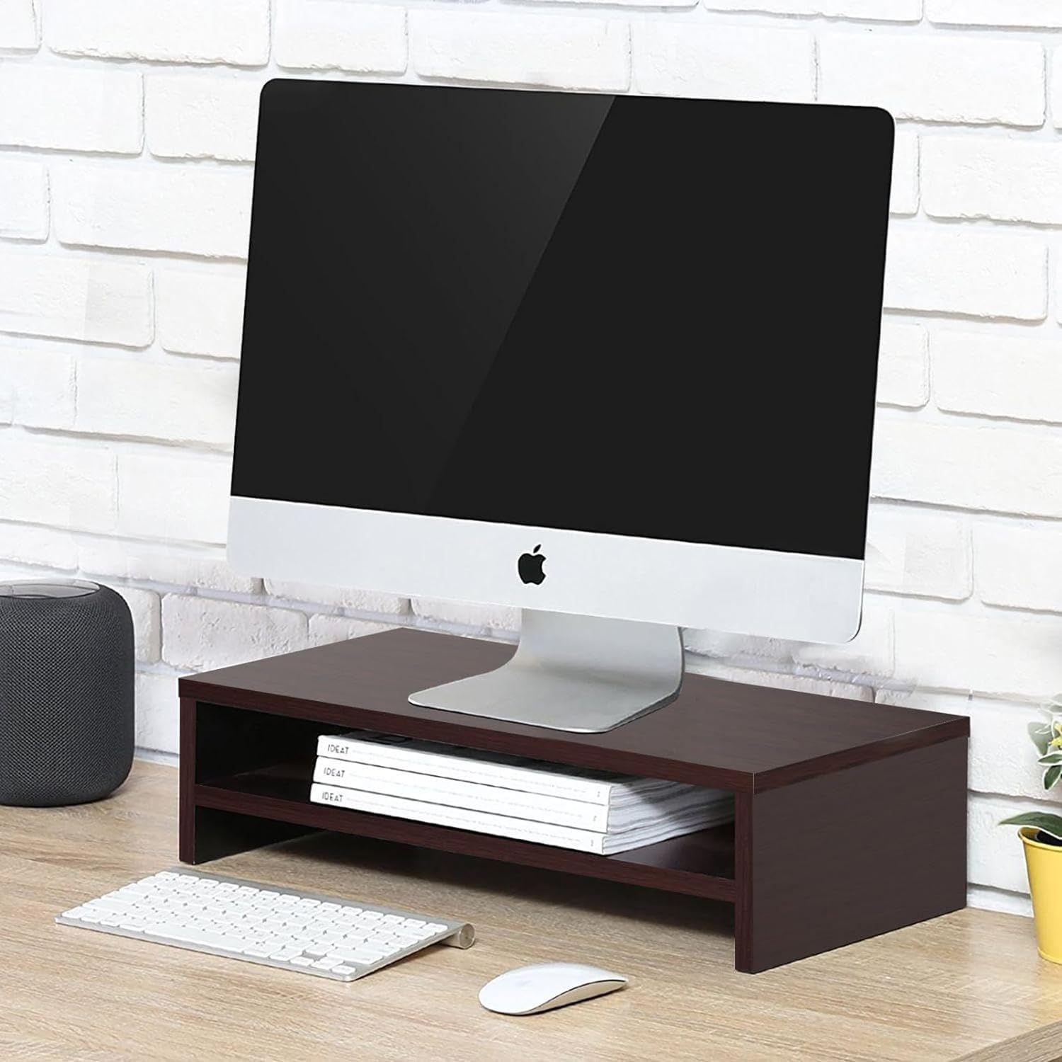 carpentray Wooden Computer Long Monitor Stand, Monitor Riser Desk Shelf ...