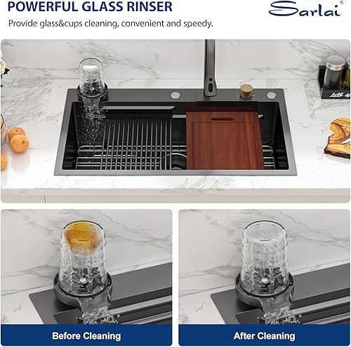 Miniatura 153 de Sarlai Fregadero de barra de 21 gotas de acero inoxidable - Fregadero de cocina de 21 x 20 pulgadas, estación de trabajo de montaje superior, acero