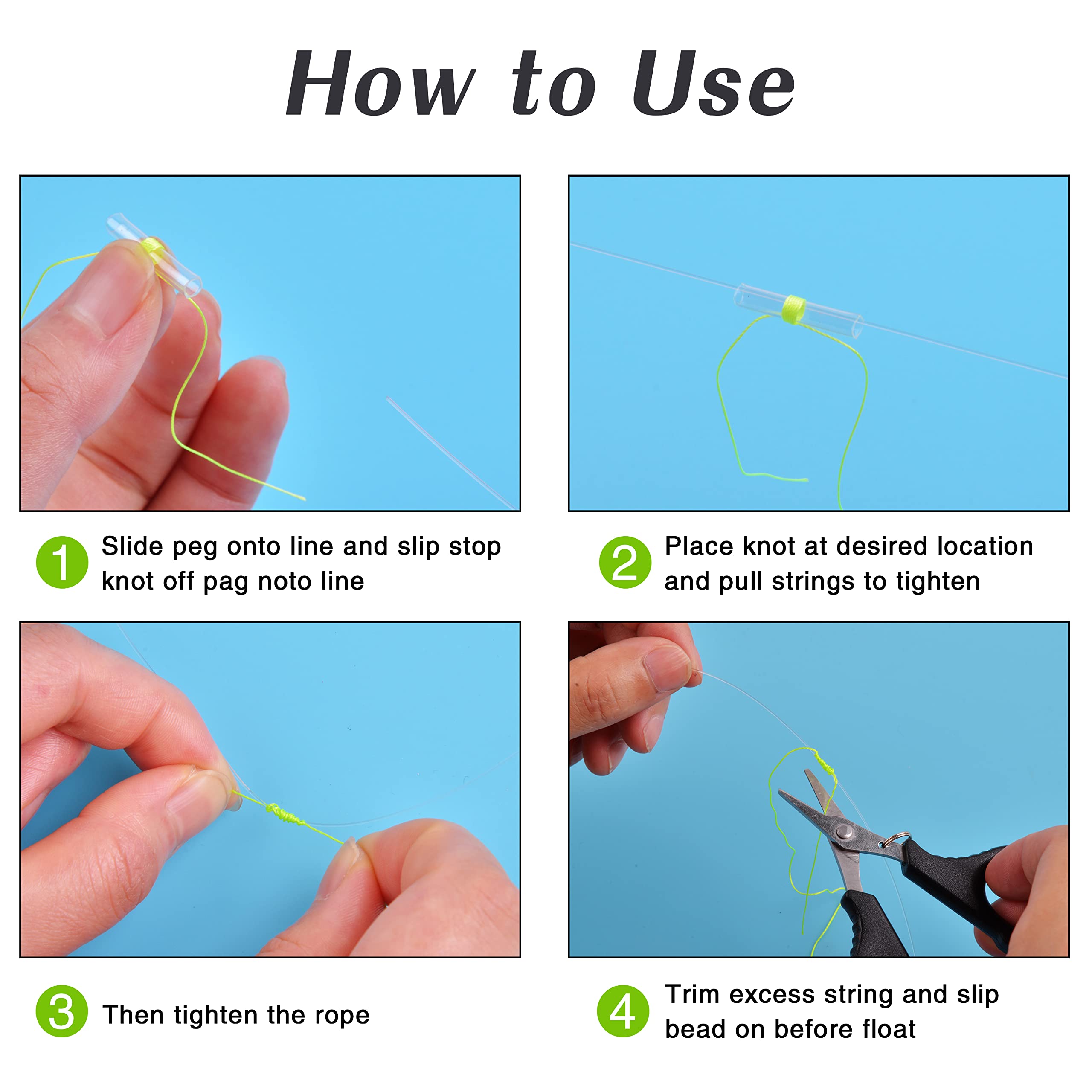 Lot de 100 nœuds de pêche avec perles - Pour ligne de pêche - Jaune transparent avec perle