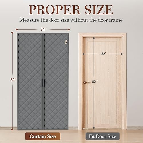 Miniatura 81 de Yotache Cortina magnética para puerta con aislamiento térmico para puertas de 36 x 96 pulgadas, tamaño de la cortina de 38 x 98 pulgadas, resistente