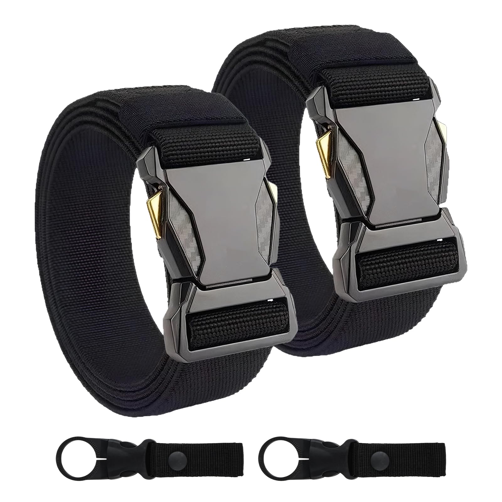 2 Pièces Ceinture Tactique, Ceinturon Tactique avec Dégagement Rapide Boucle en Métal, Ceinturon Gendarmerie Ajustable 3,8 x 120cm, Ceinture Pompier pour Sport, Randonnée, Travail en Extérieu