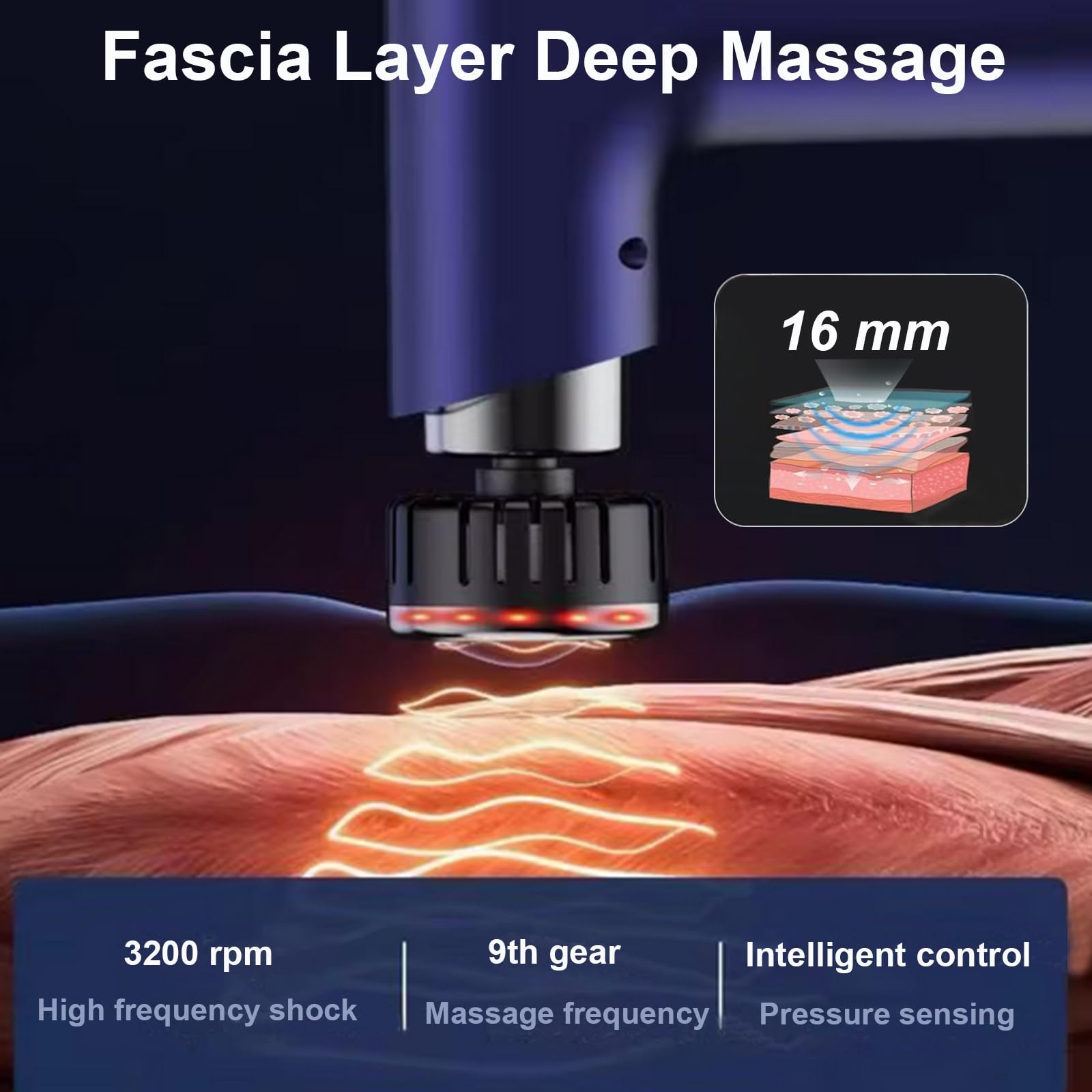 Massagepistole mit Wärmefunktion,mini Massage Gun Wärme und Kälte,3200U/min 13MM 9 Stufen 3600mAh Akku Elektrisches Handmassagegerät Faszien Tiefengewebe Tragbares für Nacken Rücken Körper Violett