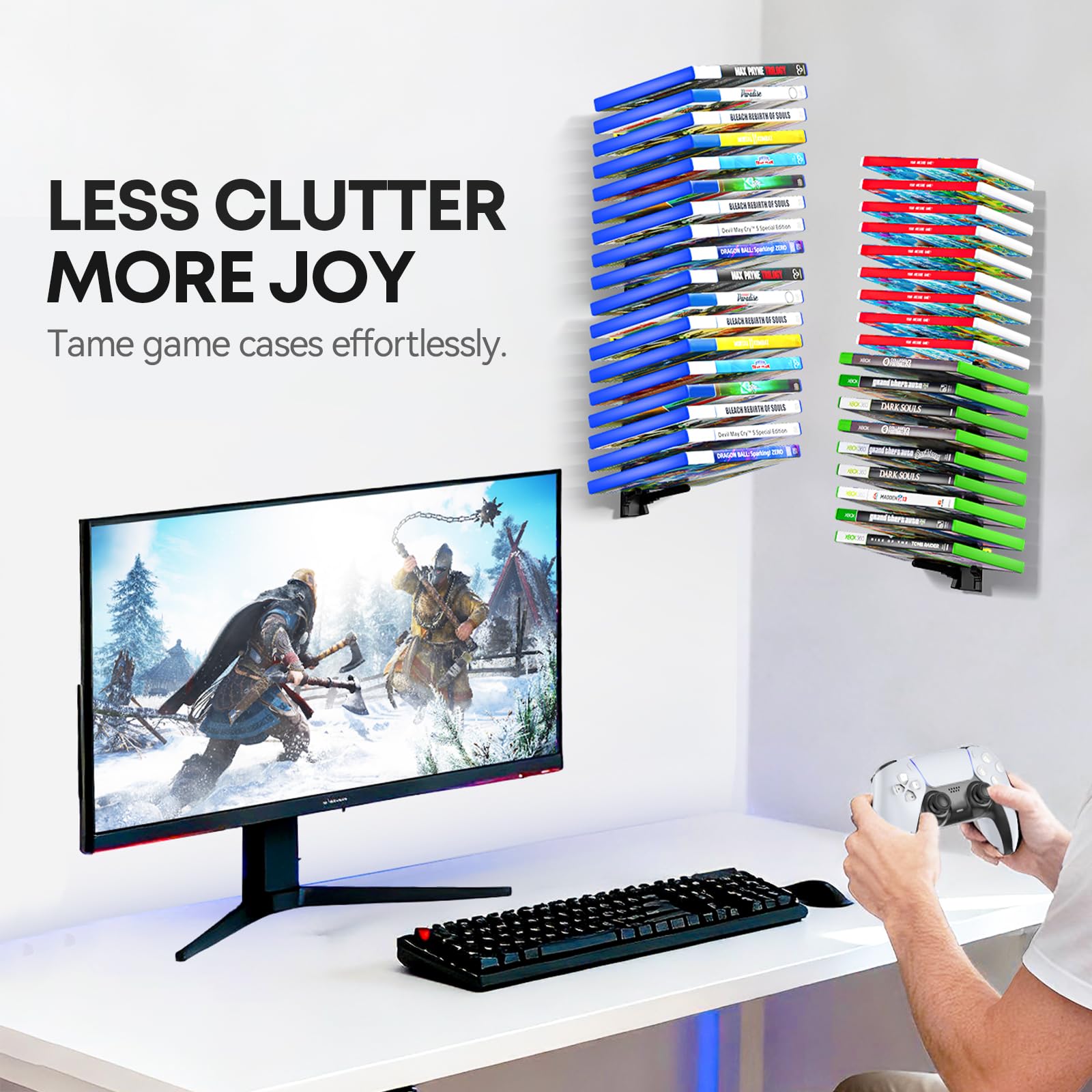 Kosker Torre del Supporto di Archiviazione da Parete con Capienza di 36 Dischi, Giochi Organizer Compatibile con Switch/Xbox/PS4/PS5, Gioco Torre da Muro con a Slot in 3 Misure, 4 Pezzi