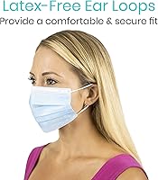 Vista 6 de Vive Mascarilla desechable 50 unidades, 3 capas, transpirable, protectora, para la nariz/boca, no tejida, con cintas elásticas para las orejas