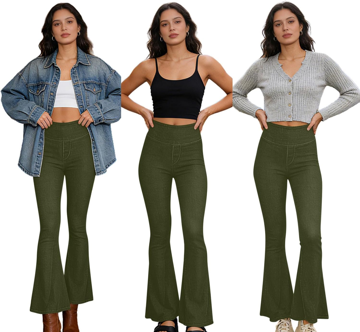 Bell Bottom Jeans Women High Waisted Jeans for Women Stretchy Denim Leggings Tummy Control Pull On Flare Pants - Image 9