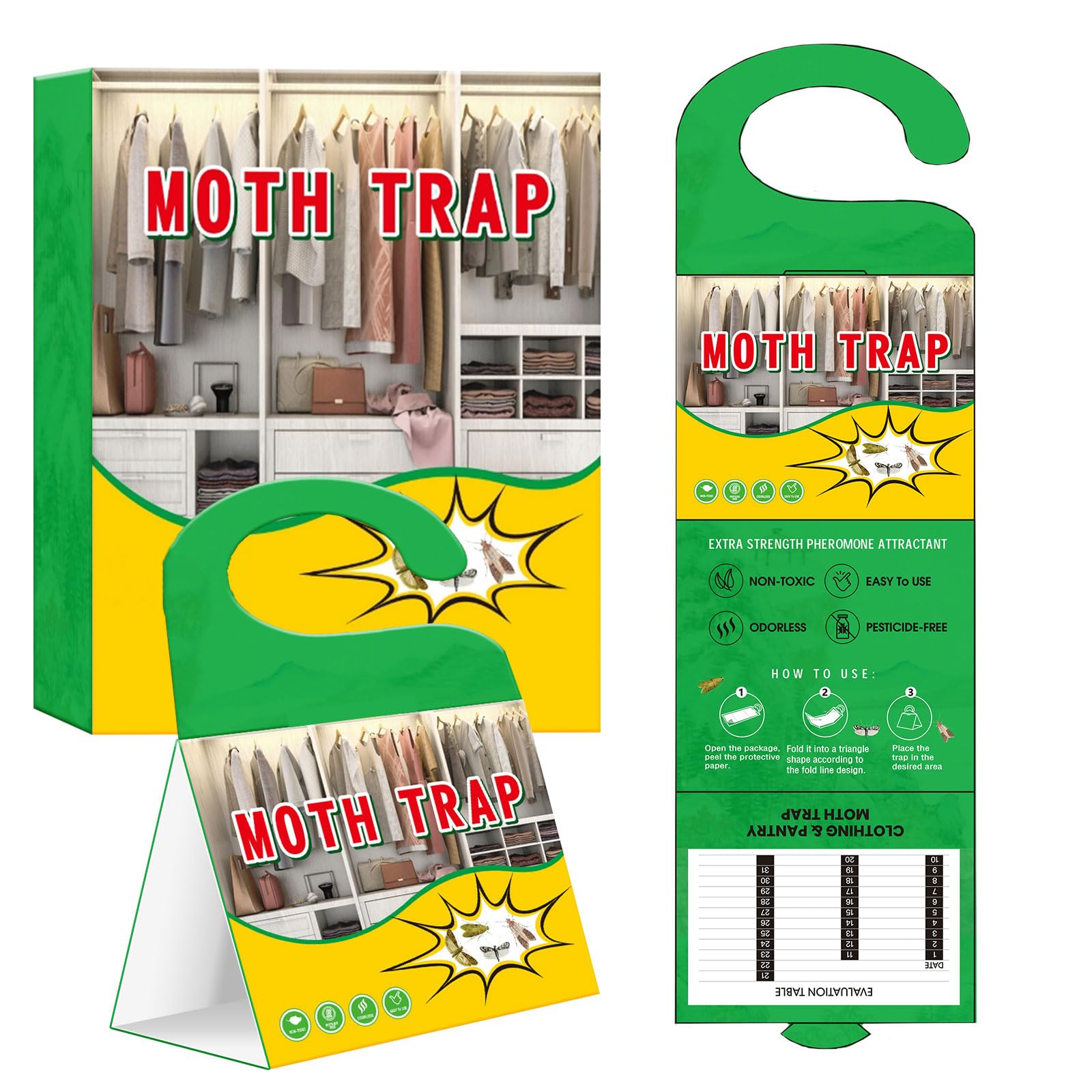 Moth Traps Premium Pheromone Sticky Odourless Catchers for Wardrobes Clothes and Carpets Long Lasting Home Monitoring (10 Traps)-image-37