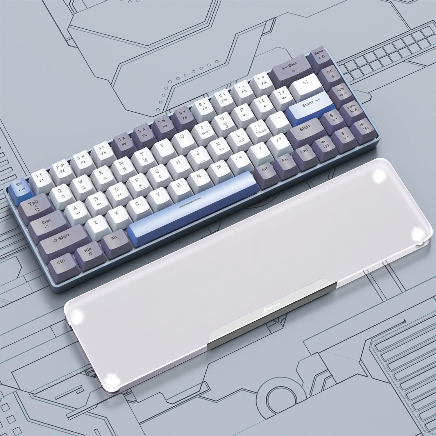 Acrylic Gaming Keyboard Wrist Rest,Clear Ergonomic Palm Rest with AntiSlip Base