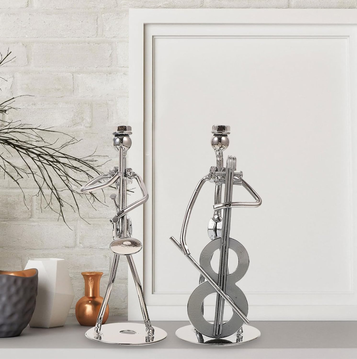 4pcs Minimalist Iron Bandsman Model Musical Instrument Player Statue image 5