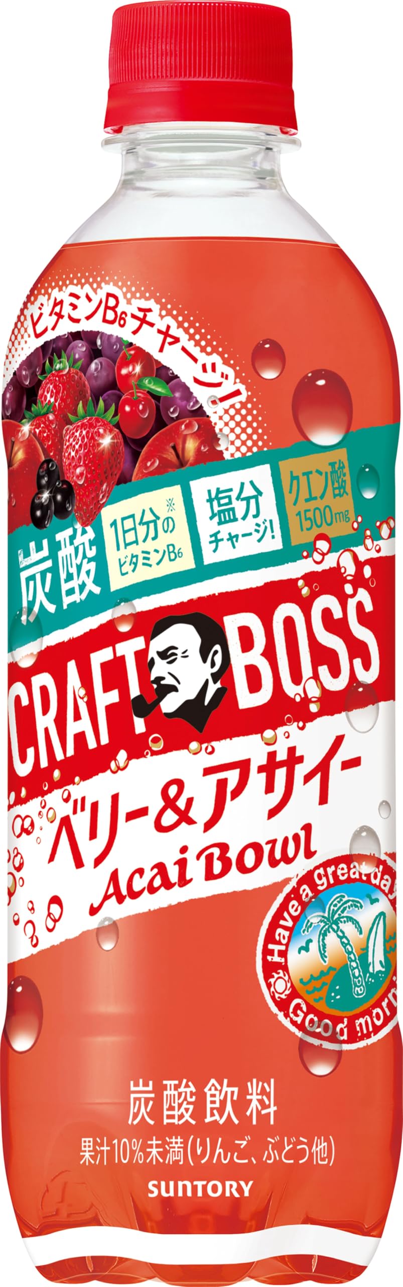 サントリー ボス BOSS ベリー＆アサイー 炭酸 果汁入り ビタミン クエン酸 ナイアシン 果汁炭酸 500ml×24本
