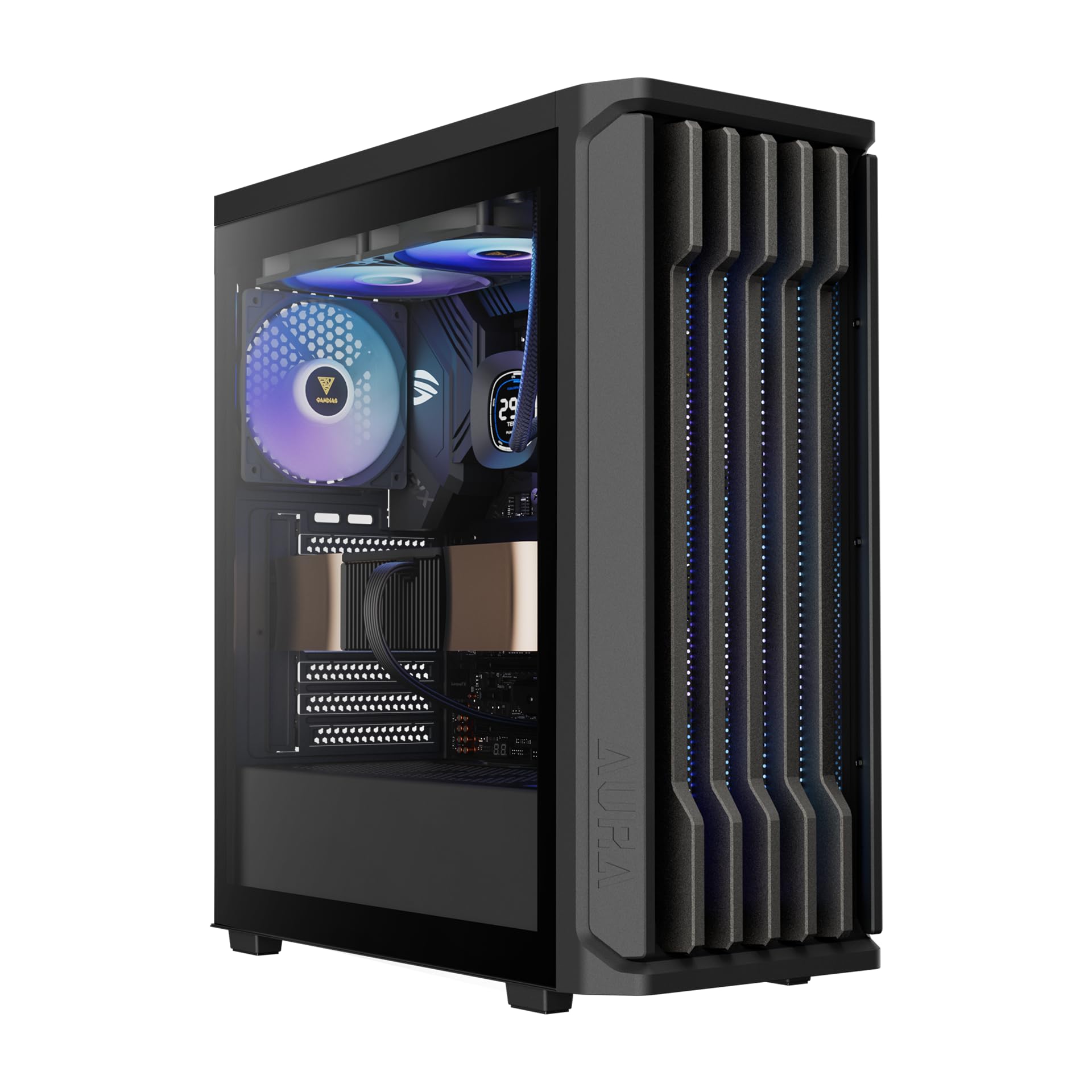 GAMDIAS Aura GC11 ARGB - BAR Patterned Argb MID-Tower CASE/Gaming Cabinet | 4 Built-in 120mm ARGB Fans, Supports Mini-ITX, Micro-ATX, and ATX, AIO Support Front:360mm / Top:240mm-image-27