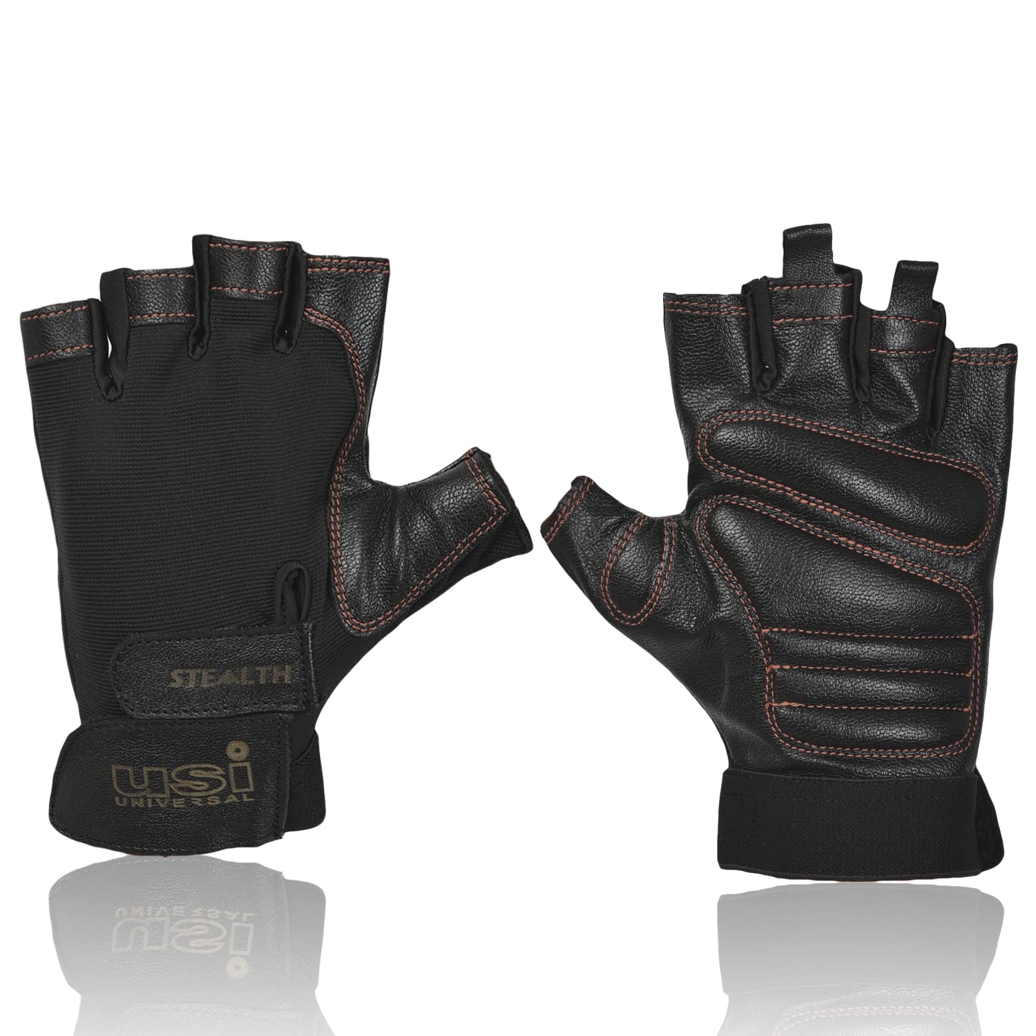 USI UNIVERSAL 733ST Stealth Fitness Gym Gloves, Workout Powerlifting Gloves, Microfiber, Textured Leather Palm (X-Large, Black)-image-19