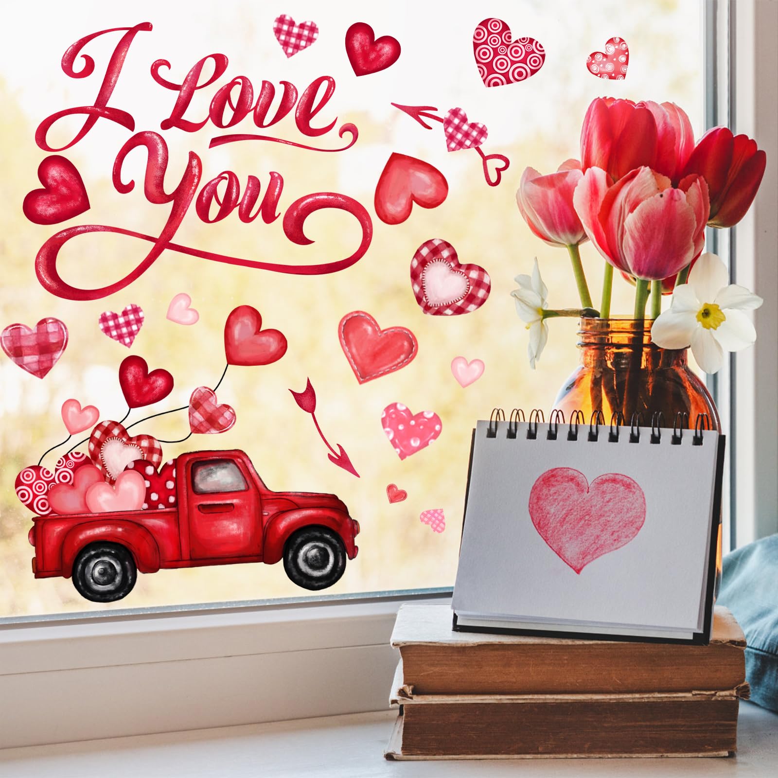 DIYDEC 6 fogli di San Valentino adesivi per finestre viola blu amore