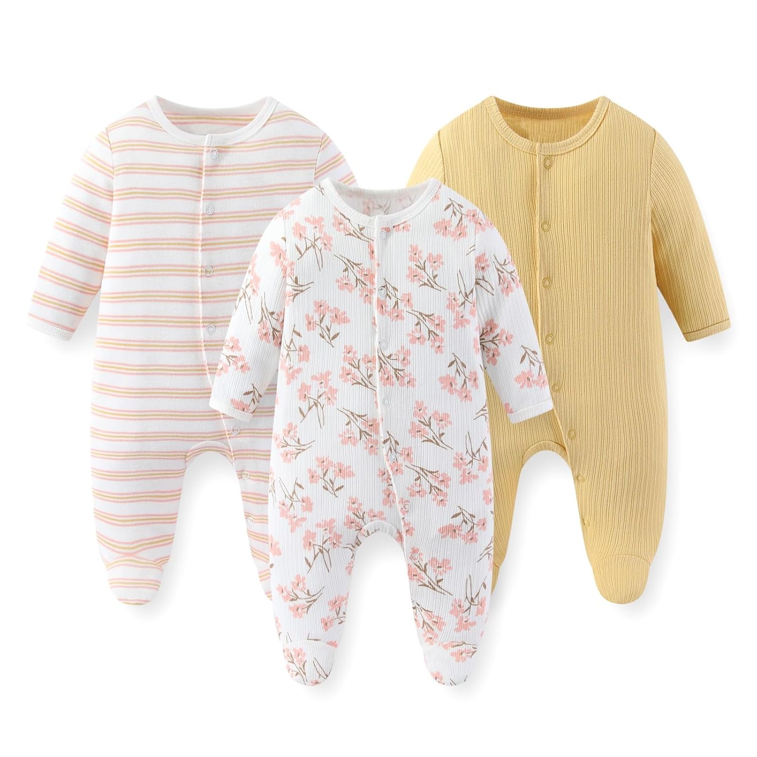 JELYLOVE Unisex Baby Boy Girl Footies Rompers Cotton Long Sleeve 3 Pack Infant Jumpsuits 0-12Months Babies' Outfits - Review, Price and Buying Guide