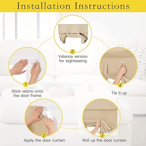 Miniatura 4 de NICETOWN Cortinas de puerta para puerta, portátil, de viaje, Tricia, cortinas de puerta, cortinas opacas de privacidad para puerta francesa, 36 x 72
