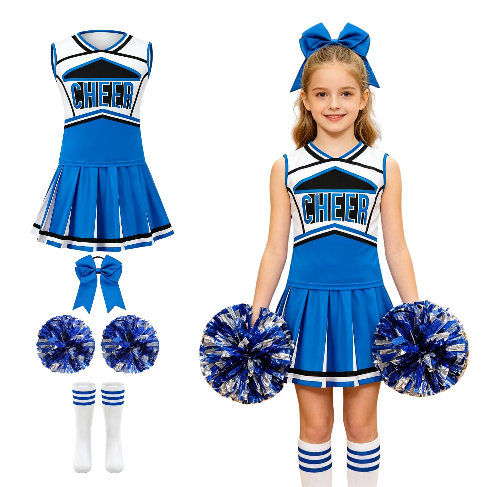 Colorful House Cheerleader Costume for Girls Cheerleader Uniform Outfit Child Cute Cheerleading Outfit for Halloween