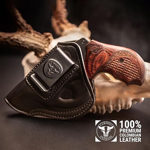 Miniatura 2 de Cardini Leather - IWB Leather J Frame Revolver Holster for S&W Models 442 and 642 Airweight, 637, 638, 640 and Other .38 Special Snub Nose Revolvers