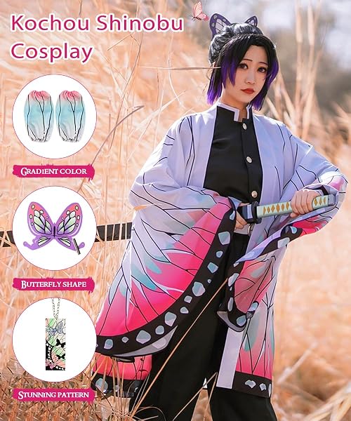Costume Nezuko Tanjirou per Carnevale Halloween Natale, Set di Kimono Mantello, Regalo per Bambini - 3