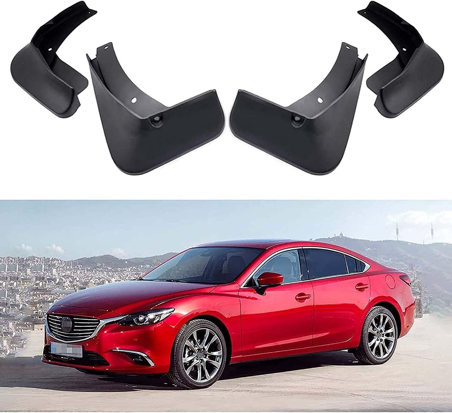 RESKIU 4PCS Mud Flaps for Mazda 6 Sedan 2014-2021, Splashproof No Drill Easy Install Front Rear Wheel Protection Fender Mudflaps All-Weather Splash Guards